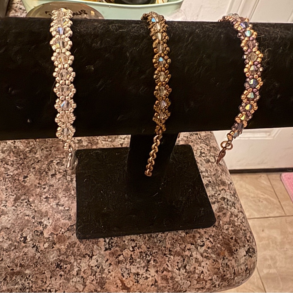 Handmade beaded bracelets with Austrian Crystals